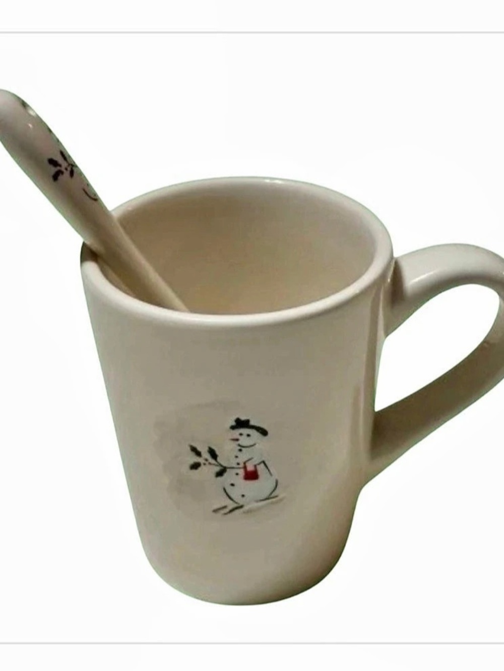Williams-Sonoma Snowman Mug with Spoon - White Christmas